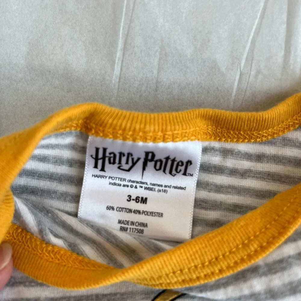 Warner Bros. Harry Potter Striped Baby Onesie - Yellow and Gray - Picture 2 of 6